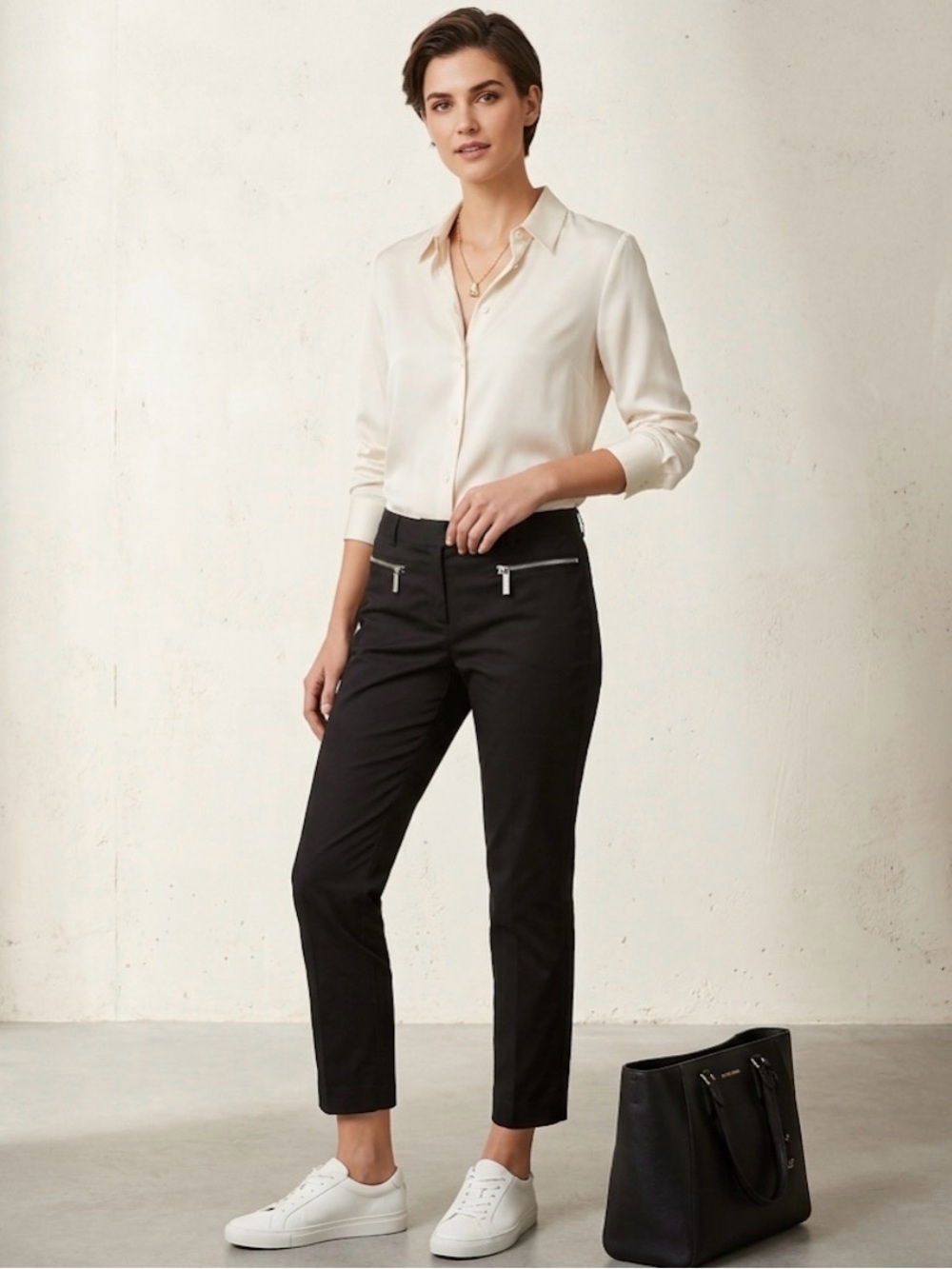 Michaels Kors Black Pants with Zipper Accents size 6/C117